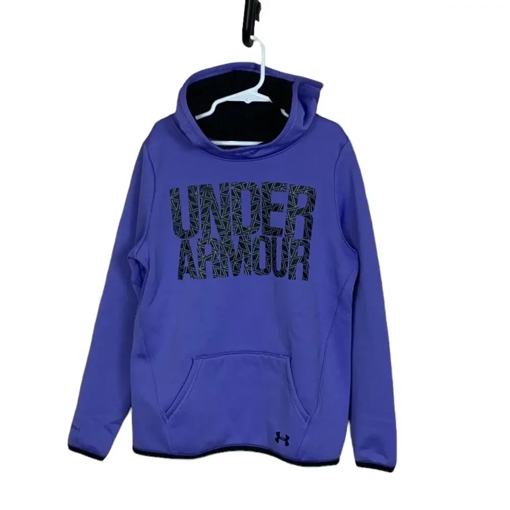 Under Armour Long Sleeve Hooded Pullover Purple Size Medium Youth